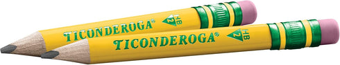 Ticonderoga My First Short Triangular Wood-Cased Pencils, 2 HB Soft with Erasers, Yellow, 4 Count