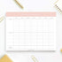 Bliss Collections Family Planner, 50 Undated 8.5 x 11 Tear-Off Sheets, Simple Pink Daily and Weekly Calendar for