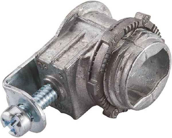 Halex Flexible Metal Conduit 3/8 Inch - Saddle Connectors - 06703B - 50 Per Pack, Silver