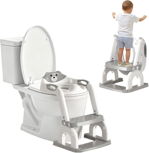 Lunnalle 2-in-1 Potty Training Seat Toddler Potty Training Seat with Step Stool Foldable