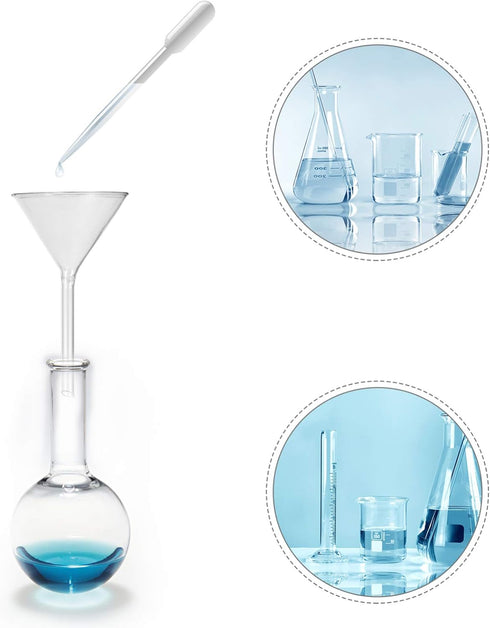 Hemobllo Chemistry Powder Funnel Glass Funnel Set, Short Stem Labware for 45mm, 50mm, 75mm, 100mm (4pcs)