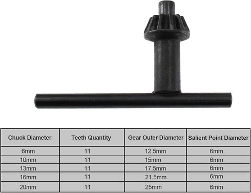 5 Sizes Drill Chuck Key Wrench, Steel Electric Drill Clamping Tool (Chuck Diameter: 3/4" to 1/4")