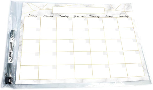 Dry Erase Monthly Calendar Planner Sticker Decal, Removable & Reusable, Magnetic Fine-Tip Marker Included, 9 x 12 inches