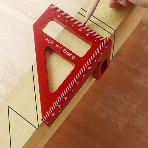 3D Multi-Angle Measuring Ruler, 45/90 Degree Aluminum Alloy Woodworking Square Protractor for Engineers