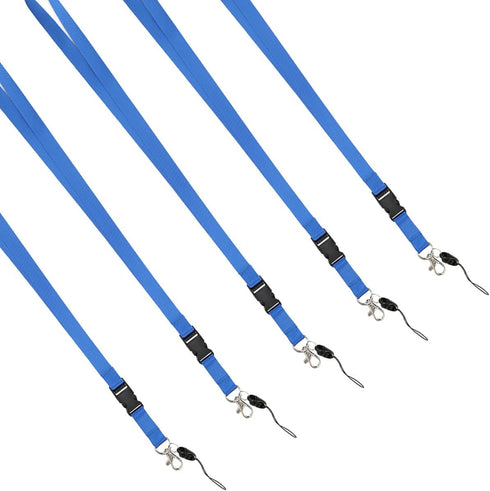YOUOWO 5 Pack Neck Lanyards, Quick Release Blue Lanyard with Clip for ID Badge Holder, Keys, Office, Cell Phones