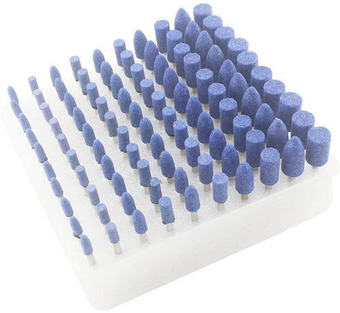 100 Pcs Rotary Grinding Stones - 1/8 Inch Shank Abrasive Mounted Sharpening Bits for Dremel