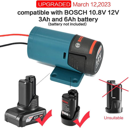 Power Wheels Adapter for Bosch 10.8V 12V Battery Holder Wall Mount, Power Connector,Power Tool DIY Battery Connector (Battery not Included) 1pcs