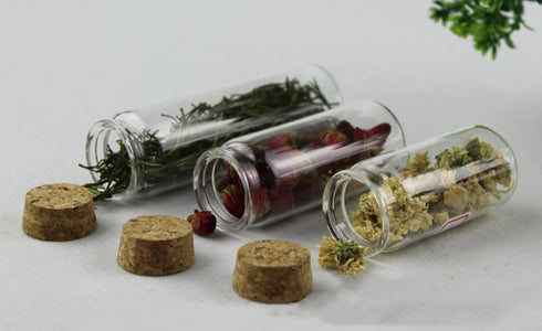 10 PCS Transparent Glass Test Tubes with Cork Stoppers, 60ML Containers for Powder Candy Storage