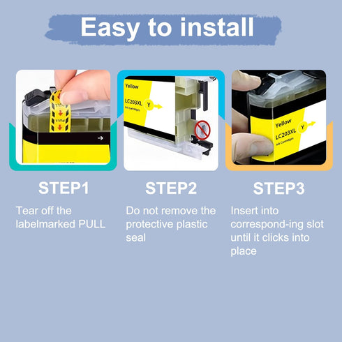 LC203 Ink Cartridges 4 Pack - Compatible for Brother MFC-J480DW, MFC-J880DW, MFC-J460DW
