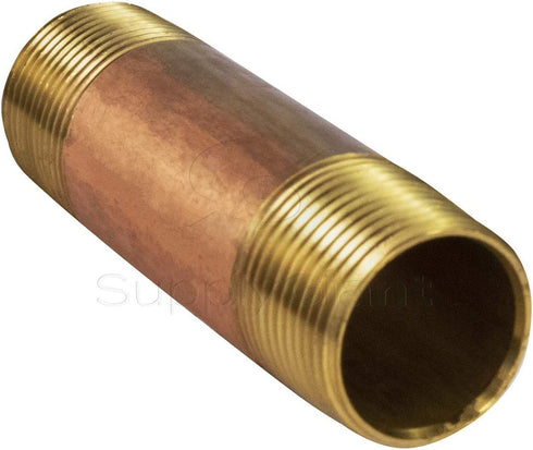 Everflow Supplies NPBR3040 4" Long Brass Nipple Pipe Fitting, 3" Nominal Diameter and NPT Ends
