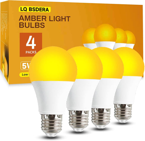 LQ BSDERA 1800K Amber Light Bulbs for Sleep, 5W Blue Light Free Light Bulbs
