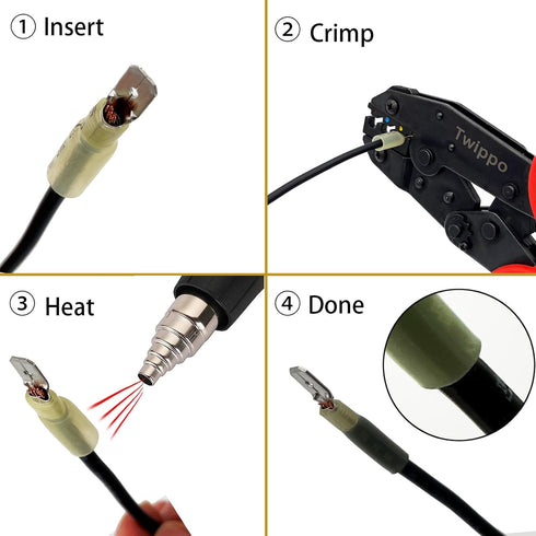 550Pcs Waterproof Heat Shrink Wire Connectors Kit, Automotive Electrical Terminals, Butt Fork Ring Spade