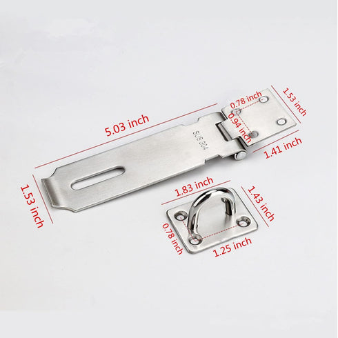 SZHDX Door Locks Hasp Latch, 5 Inch 304 Stainless Steel Safety Packlock Clasp, 2 Pack