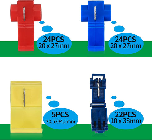 80 Pcs Quick Splice Wire Connectors, Solderless Quick Splice Snap Electrical Wire Connectors, Insulated Electrical Wire Crimp Connectors Terminal Joint, 22-10 AWG