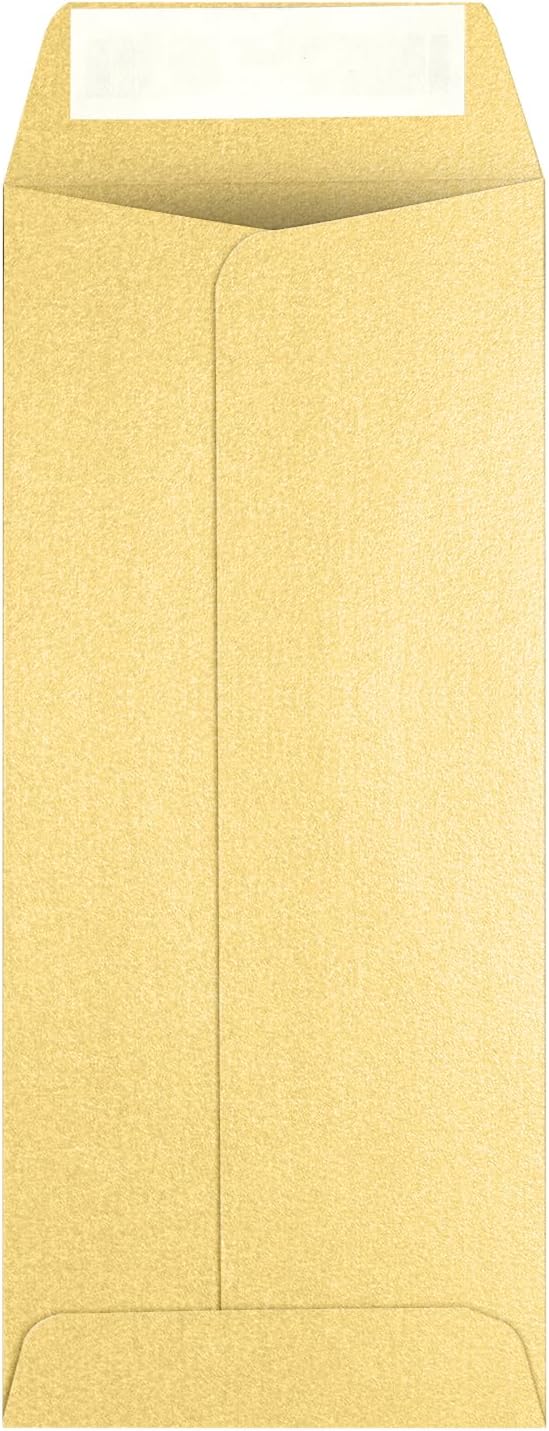 LUXPaper #10 Business Envelopes | Peel & Press | 4 1/8" x 9 1/2" | Gold Metallic | 80lb. Text | 50 Qty