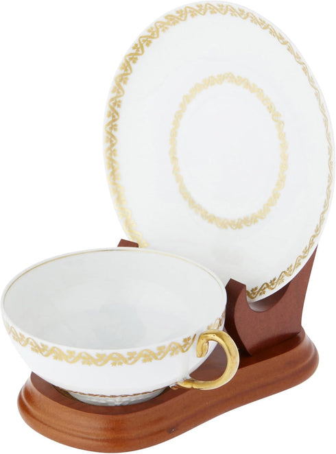 Bard's Elevated Saucer Walnut MDF Cup and Saucer Stand, 4" H x 4.25" W x 6" D