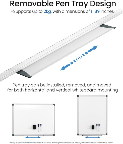 Magnetic White Board Kit for Wall, 24" x 18", Includes 1 Dry Eraser, 2 Multicolor Markers, 4 Magnetic Pins, Aluminum