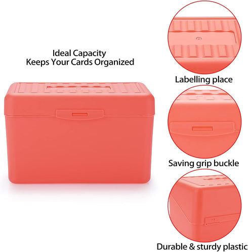 BTSKY 6 Pack Index Card Box: 3 x 5 inch Recipe Card Holder, Plastic Storage Organizer for Notes
