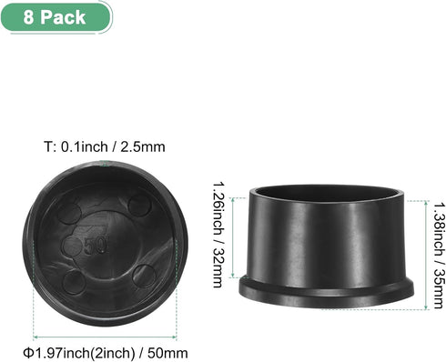 8-Pack 2 Inch(50mm) M METERXITY Chair Leg Caps, PVC Chair Leg Floor Protectors for Folding Chairs/Metal
