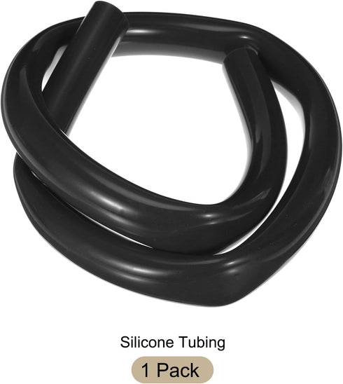 1m (3.3ft) 19mm (3/4") ID x 25.4mm (1") OD Black Silicone Tubing, Industrial Plastic Hoses for Pump Siphoning