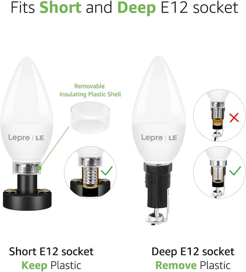 E12 Bulbs, 5000 5.5 40 B11 C37 Bulb Bulbs, Not-dimmable, 3-Pack Lepro LED Candelabra Light Kelvin Daylight White watt