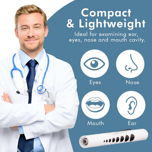 NOVAMEDIC 6 Pack Disposable LED Pen Light with Pupil Gauge, Medical Diagnostic Penlight for Doctors Nurses EMTs