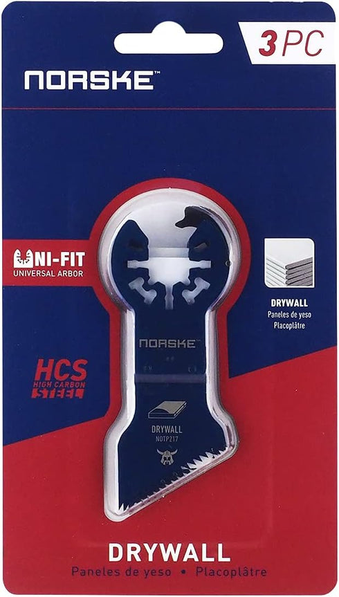 Norske Tools NOTP285 Drywall Cutting Blade (3/Pack), Oscillating Tool Accessories, Oscillating Saw Blades, Black