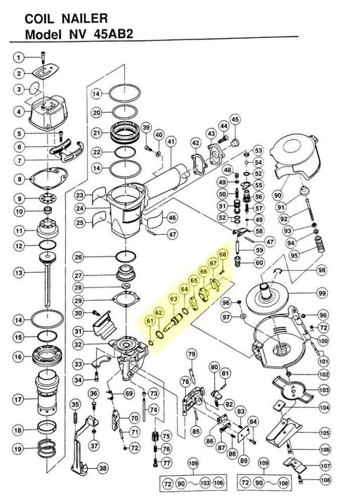 Complete Feed Piston Set - Eight Parts for Aftermarket Hitachi NV45AB2 Roofing