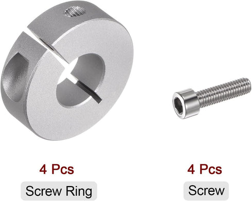 4pcs Shaft Collar Set, 17mm Bore Aluminum Alloy Set Screw Split Clamp-On Collars for Machine Tools