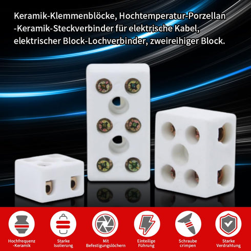 4 250V Situations(5pcs) Way TB Ceramics Terminal Blocks, High Temp Porcelain Ceramic Connectors, Inlet Aperture