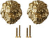 Wwxuanke Lion Door Knob, Brass Lion Head Knob, Creative Animal Knob for Wardrobe and Cabinet, 2 Pack Gold