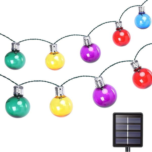 Vigdur Solar String Lights Outdoor, 7Ft Globe Multicolor String Lights with 15