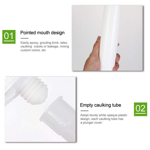 DOITOOL Empty Caulk Tubes, 5 Pcs - 20oz Reusable Plastic Caulk Tubes for Cracks, Tiles, and Repairs