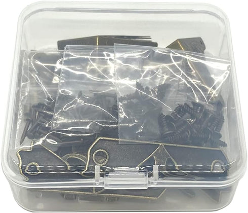 2 Sets Antique Wood Case Chest Box Hasp Latch Lock with Screws for Jewelry Box Decoration and Repair