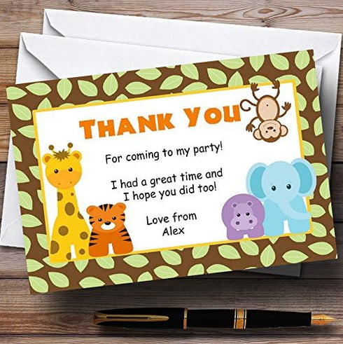 The Card Zoo Animal Jungle Personalized Birthday Party Thank You Cards
