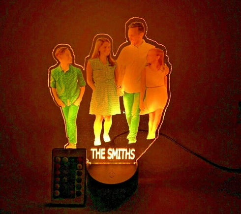 16 Custom Picture UV Printed on Premium Acrylic In The Shape of Your Photo Night Light Up LED Personalized Free