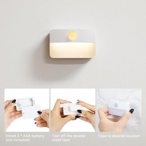 3 Pack Closet Guankai Motion Sensor Stair Light for Indoor, Battery Operated Lights, Wireless Stick on Anywhere Hallway