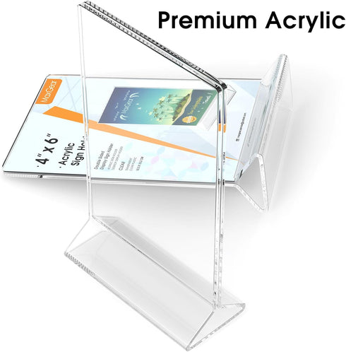 MaxGear Acrylic Sign Holder Table Card Display, 4 x 6 inches, Clear Plastic Table Menu Stand, 6 Pack