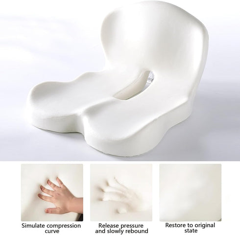 Seat Cushion Memory Foam with Ergonomic L-Shaped Extra Wide Support for Lower Back Relief, Comfort Cushion for Office
