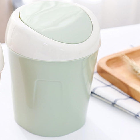 Kukyller Mini Trash Can, Reusable Plastic Tiny Desktop Waste Garbage Bin with Swing Lid for Living Room Coffee Table S
