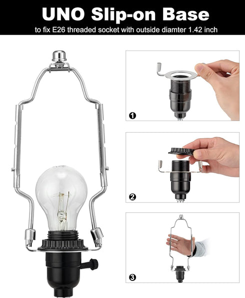 8 9 10 inch Adjustable Lamp Shade Holder Kit for Table & Floor Lamps, Heavy Duty Parts with 3/8 Standard Saddle