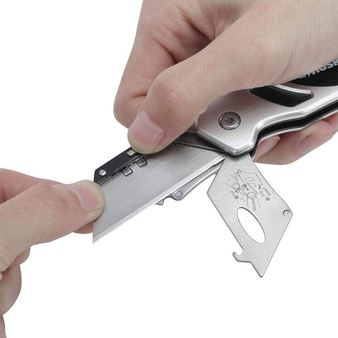 Husky Folding Sure-Grip Lock Back Utility Knife with Single Disposable Blade Included (Colors May Vary)