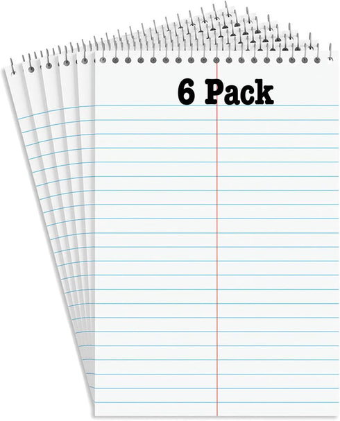 Steno Pads Notebooks, Top Bound Spiral Steno Book, Gregg Ruled, 80 Sheets Per Notepad, 6 x 9 Inch, 6 Pack