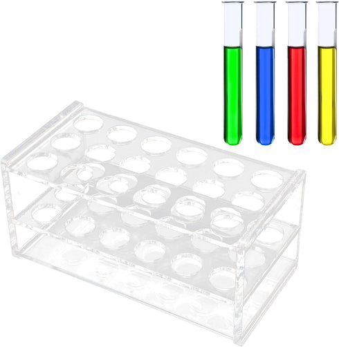 17mm Test Tube Rack with 18 Holes - Durable Transparent Holder for 10ml and 15ml Centrifuge Test Tubes