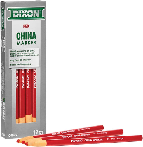 Dixon 00079 China Markers, Red, 12-Pack, 7 x 2.2 x 0.8 inches