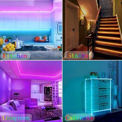 YI LIGHTING (16.4 Smart Wi-Fi RGB LED Strip Lights, Music Synced, Color Changing with Remote, App Control for Bedroom