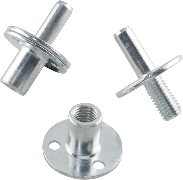 2 Sets Metal M12 Bed Post Connector, Screw-in T-Nut Bedpost Connector Furniture Hardware Fittings