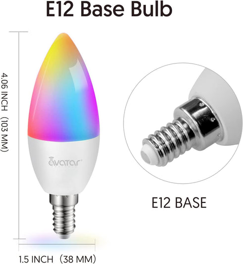 2 Pack E12 Bulb Bulb 5W Bulb 16 Bulb 2.4G B11 LED Light Compatible w/Google Siri Alexa Light Type B Smart RGBCW Million