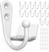 15PCS White Coat Hooks, Robe Hooks, Wall Hooks with 30 Pieces Screws for Towel, Key, Robe, and Coats