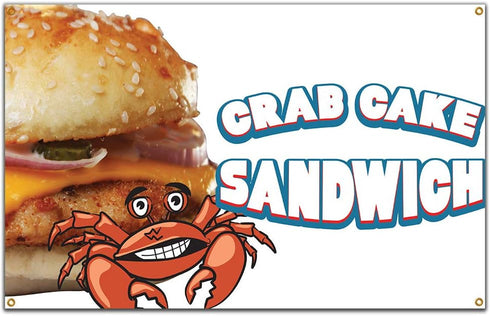 Crab Cake Sandwich 60" Banner Concession Stand Food Truck Single Sided